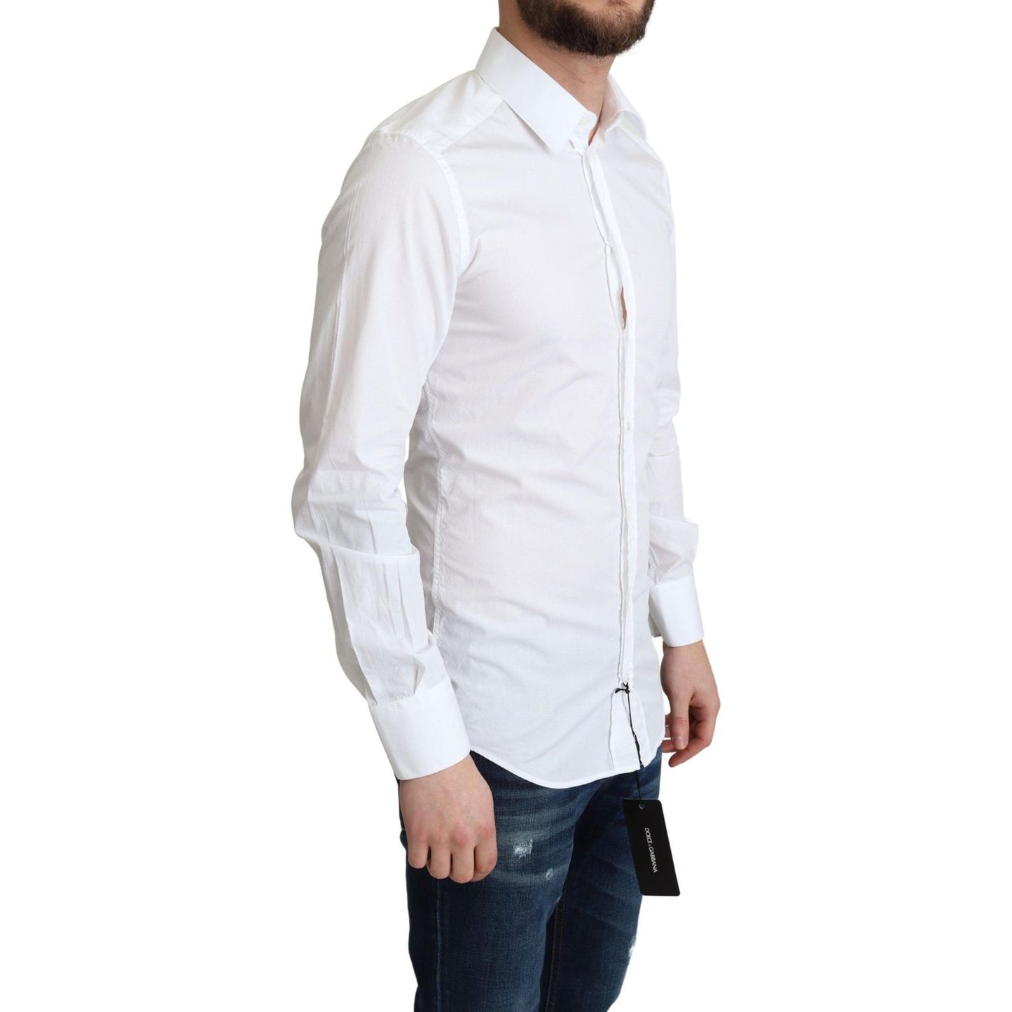 Dolce & Gabbana White Cotton Long Sleeves Men Formal Shirt