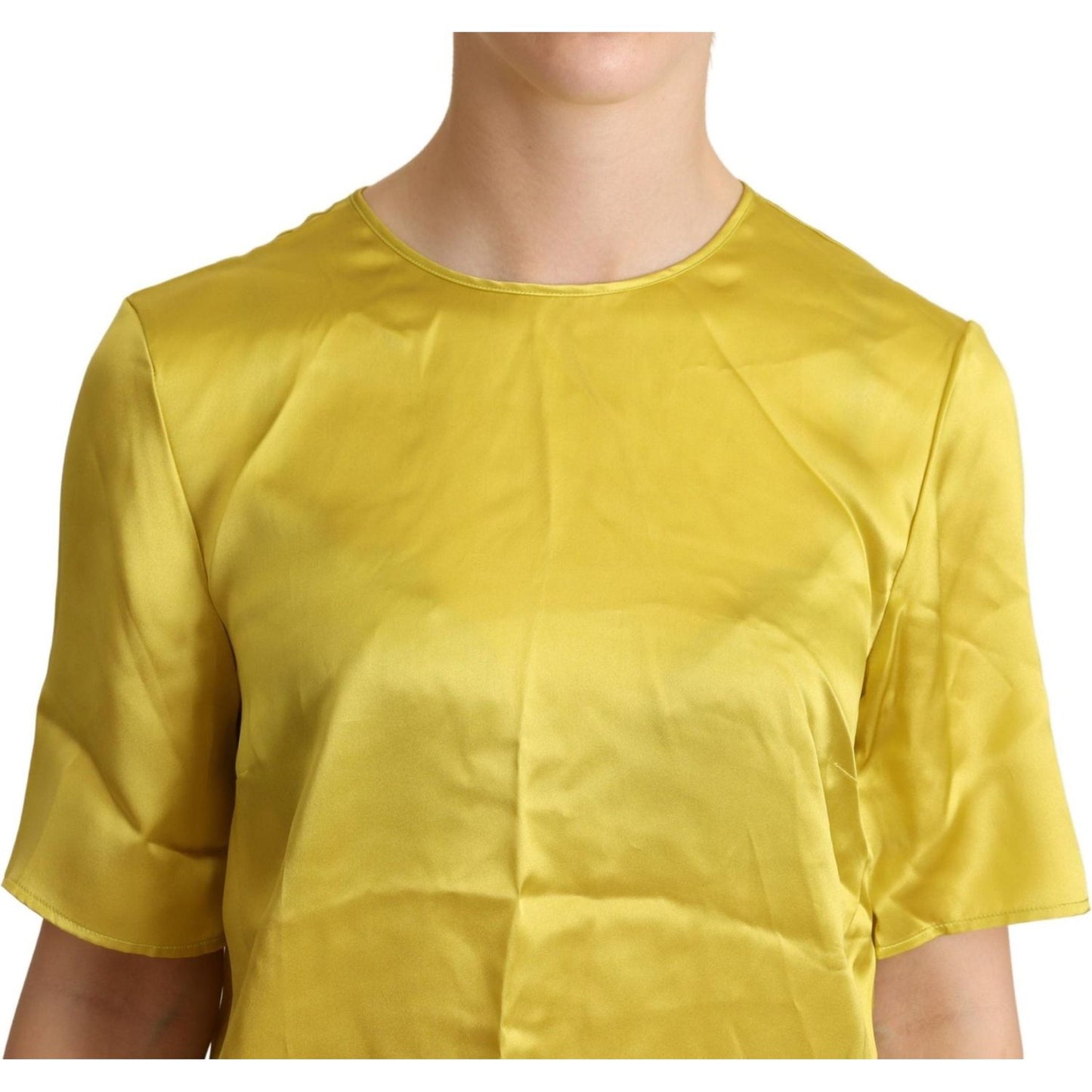 Dolce & Gabbana Yellow Silk Short Sleeve Blouse T-shirt