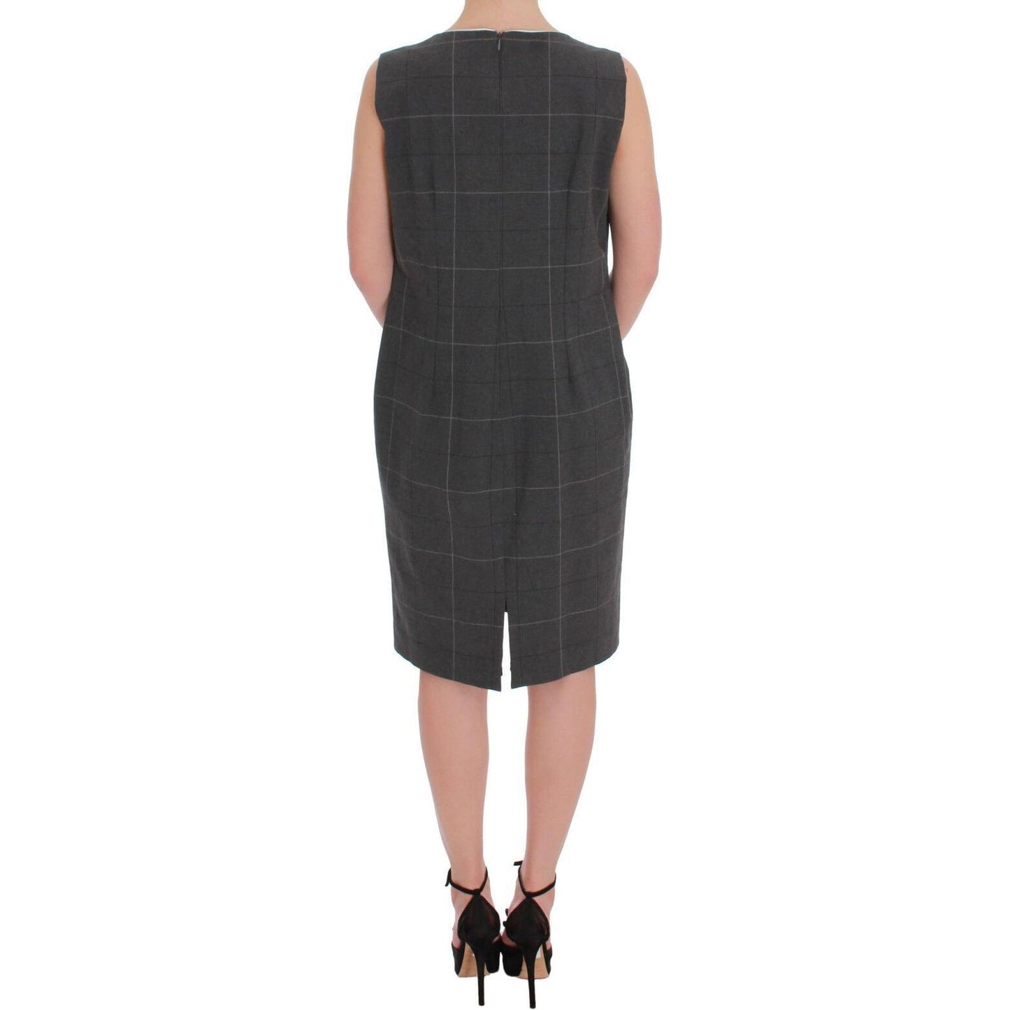 BENCIVENGA Gray Checkered Cotton Blazer Dress Set Suit