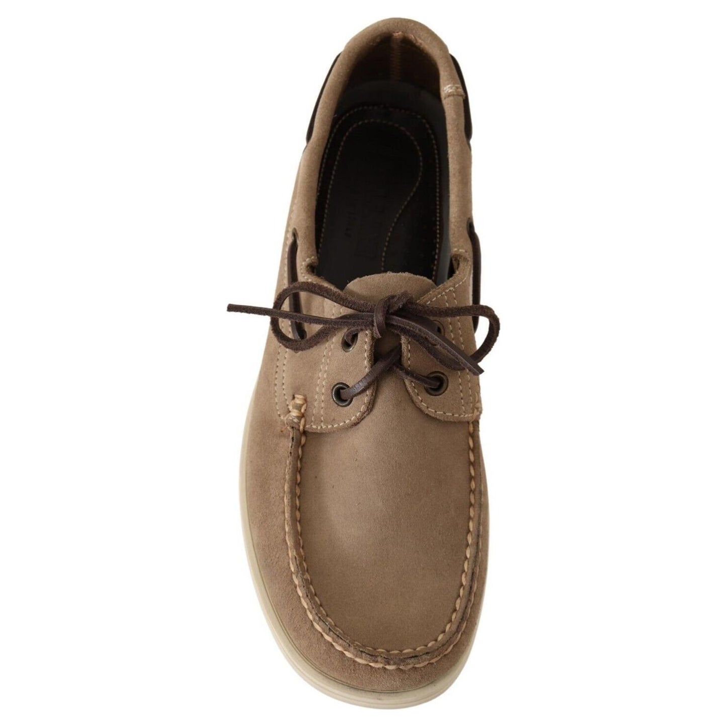 Pollini Beige Suede Low Top Mocassin Loafers Casual Men Shoes