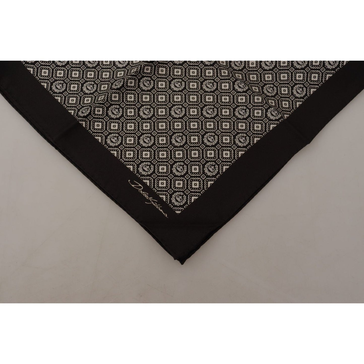 Dolce & Gabbana Black Patterned DG Logo Square Handkerchief Scarf
