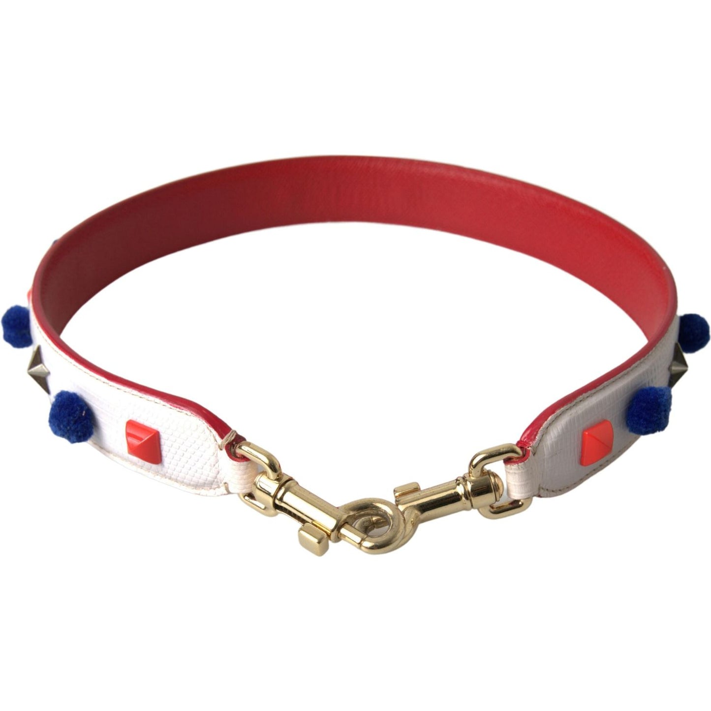 Dolce & Gabbana White Leather Studded Bag Shoulder Strap