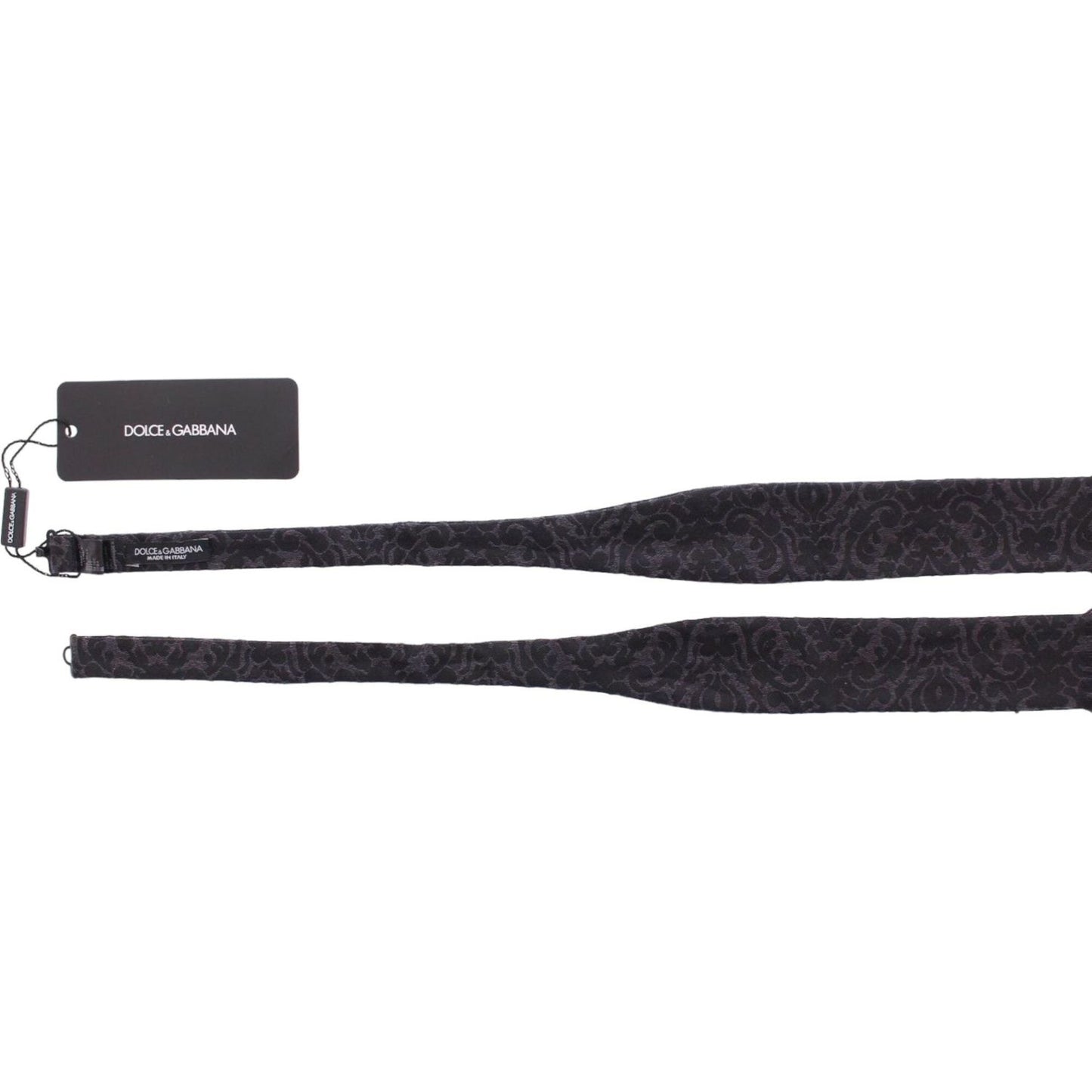 Dolce & Gabbana Gray Black Wool Bow Tie