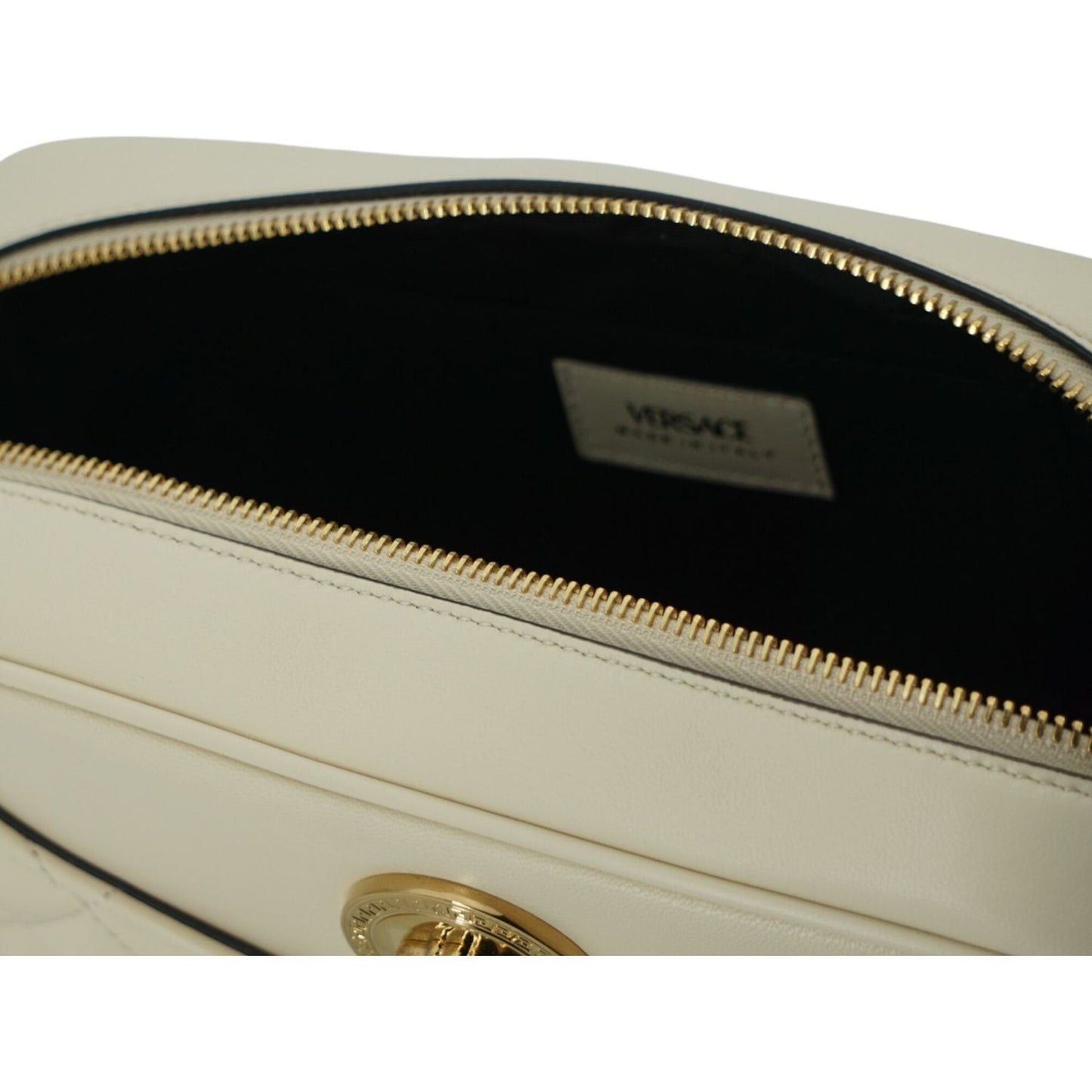 Versace White Lamb Leather Medium Camera Shoulder Bag