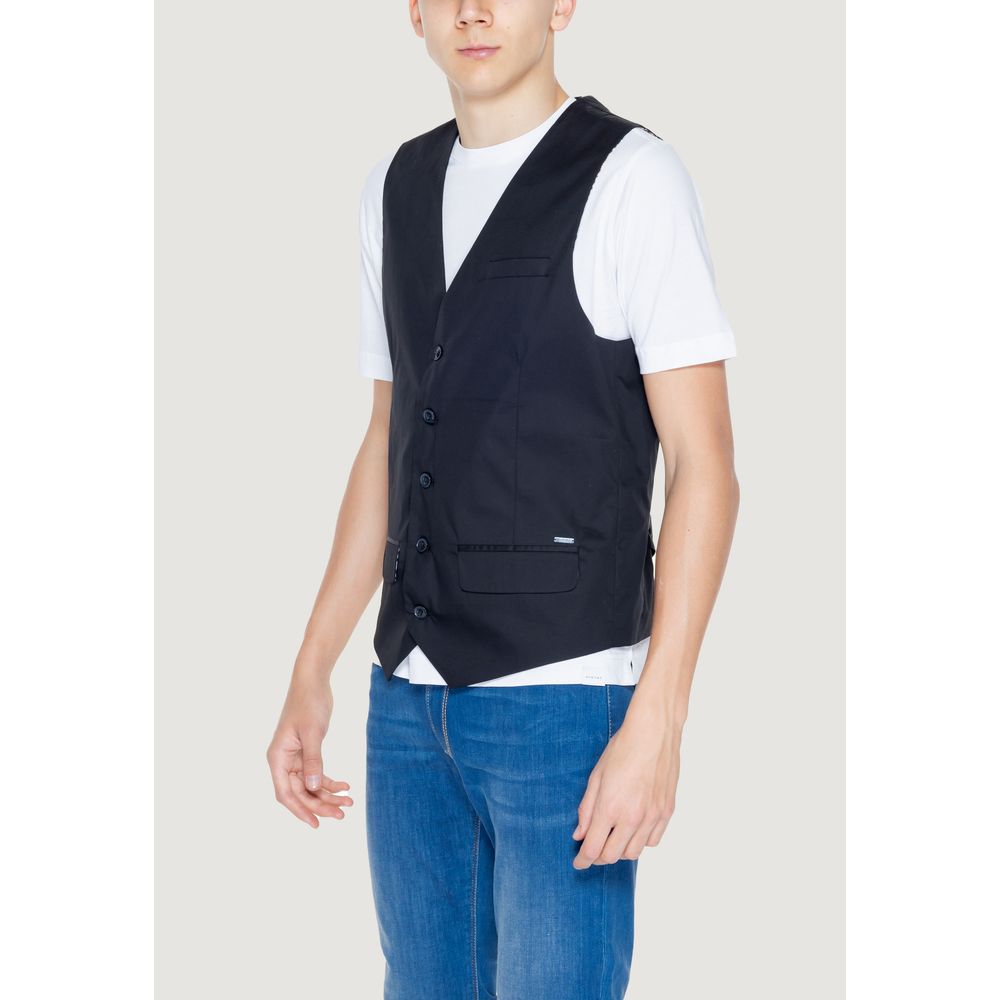 Gianni Lupo Black Cotton Waistcoat