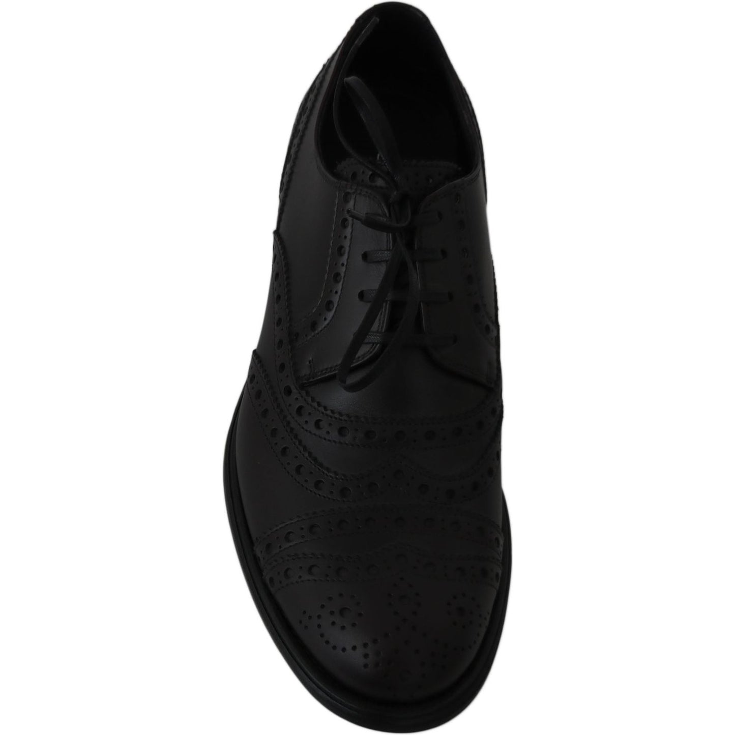 Dolce & Gabbana Black Leather Wingtip Oxford Dress Shoes