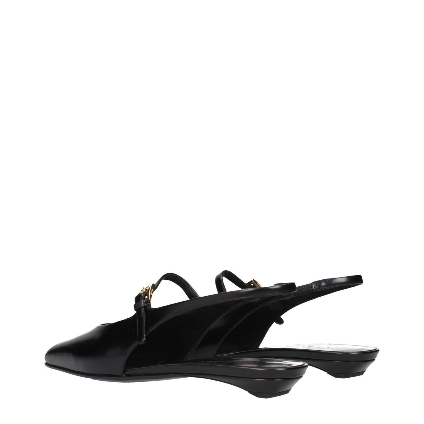 Prada Black Leather Flat Sandals