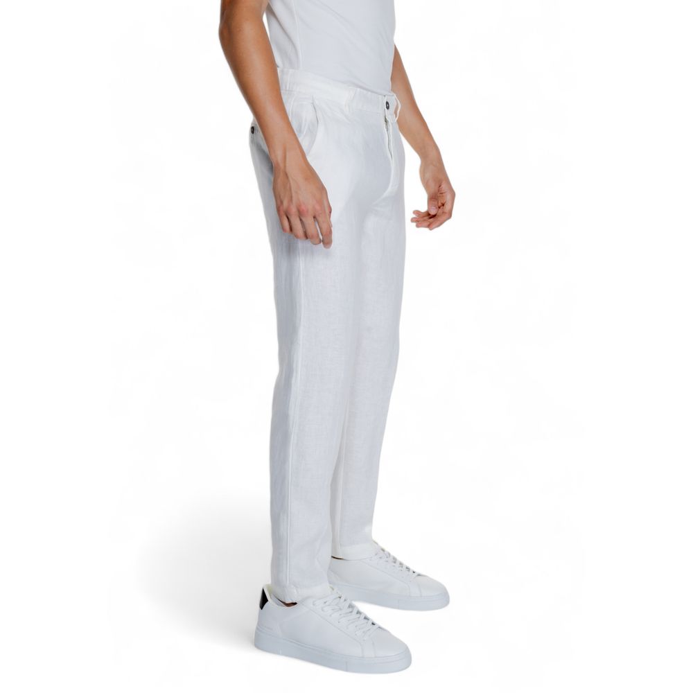 Borghese White Linen Casual Pants