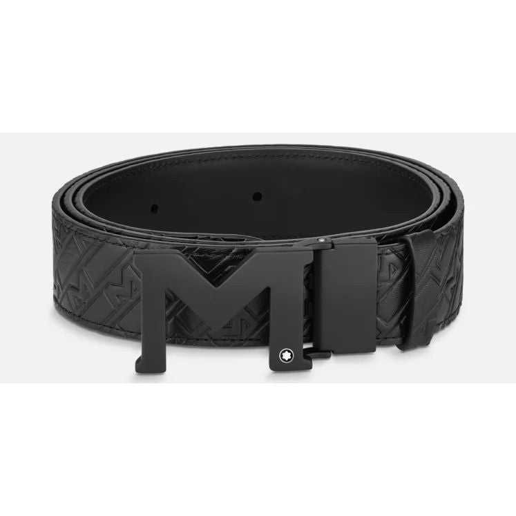 MONTBLANC LEATHER Mod. M BUCKLE EMBOSSED REVERSIBLE LEATHER BELT