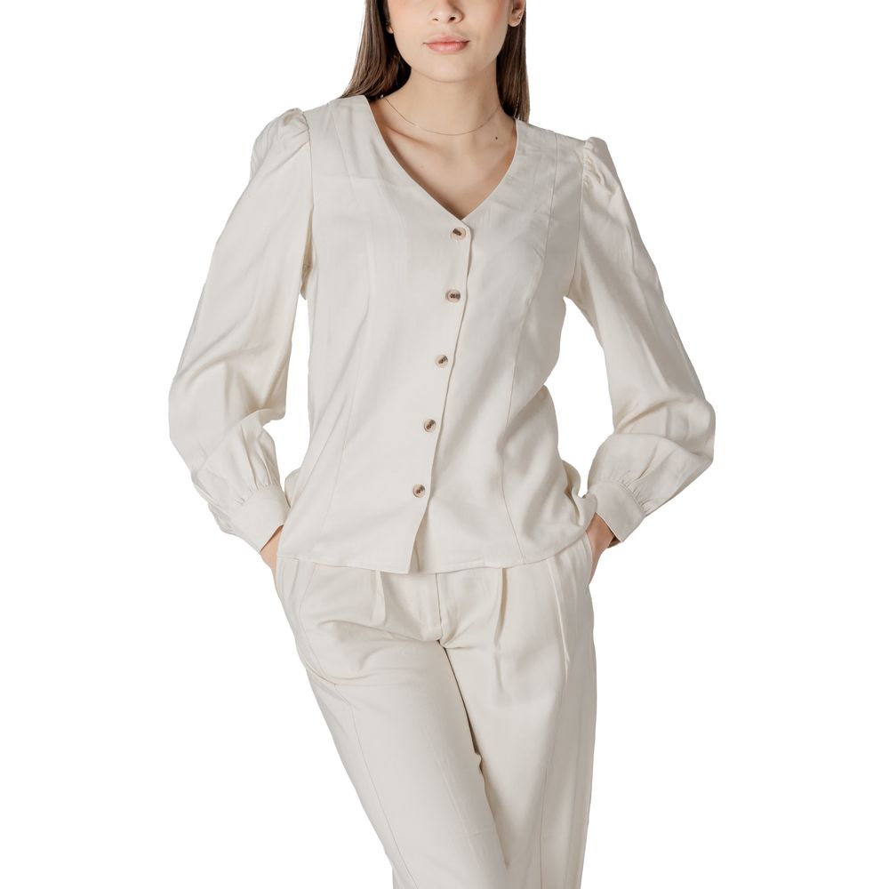 Vila Clothes Cream Viscose Top