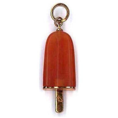 AMBROSINI JEWELS - PENDENTE ARGENTO 925° ghiacciolo finitura rosé pietra arancio grande (26x15 mm)