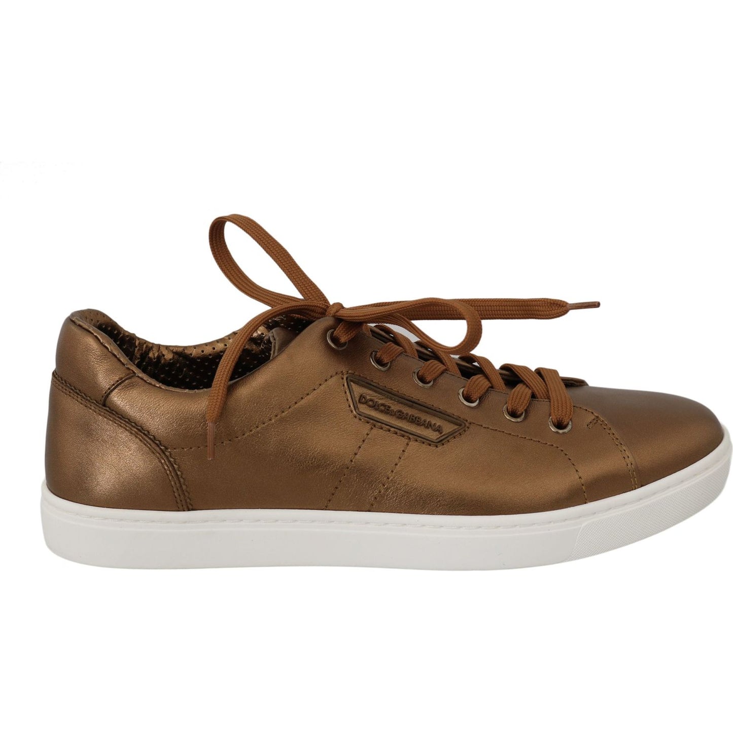 Dolce & Gabbana Gold Leather Mens Casual Sneakers