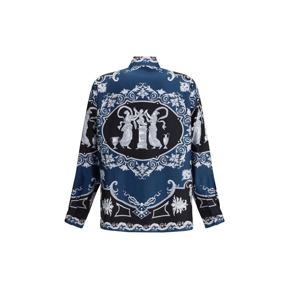 Versace Blue Silk Pattern Shirt 1728,72470364320,Blue,Clothing,IT48 | M,IT50 | L,IT52 | XL,Men,New with tags,Pattern - Shirts - Clothing,Shirts - Clothing,Versace