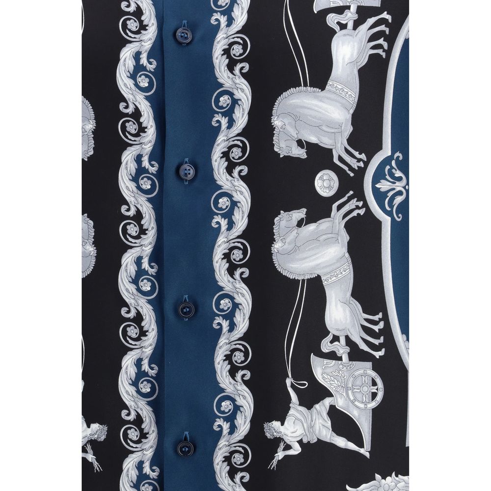Versace Blue Silk Pattern Shirt 1728,72470364320,Blue,Clothing,IT48 | M,IT50 | L,IT52 | XL,Men,New with tags,Pattern - Shirts - Clothing,Shirts - Clothing,Versace