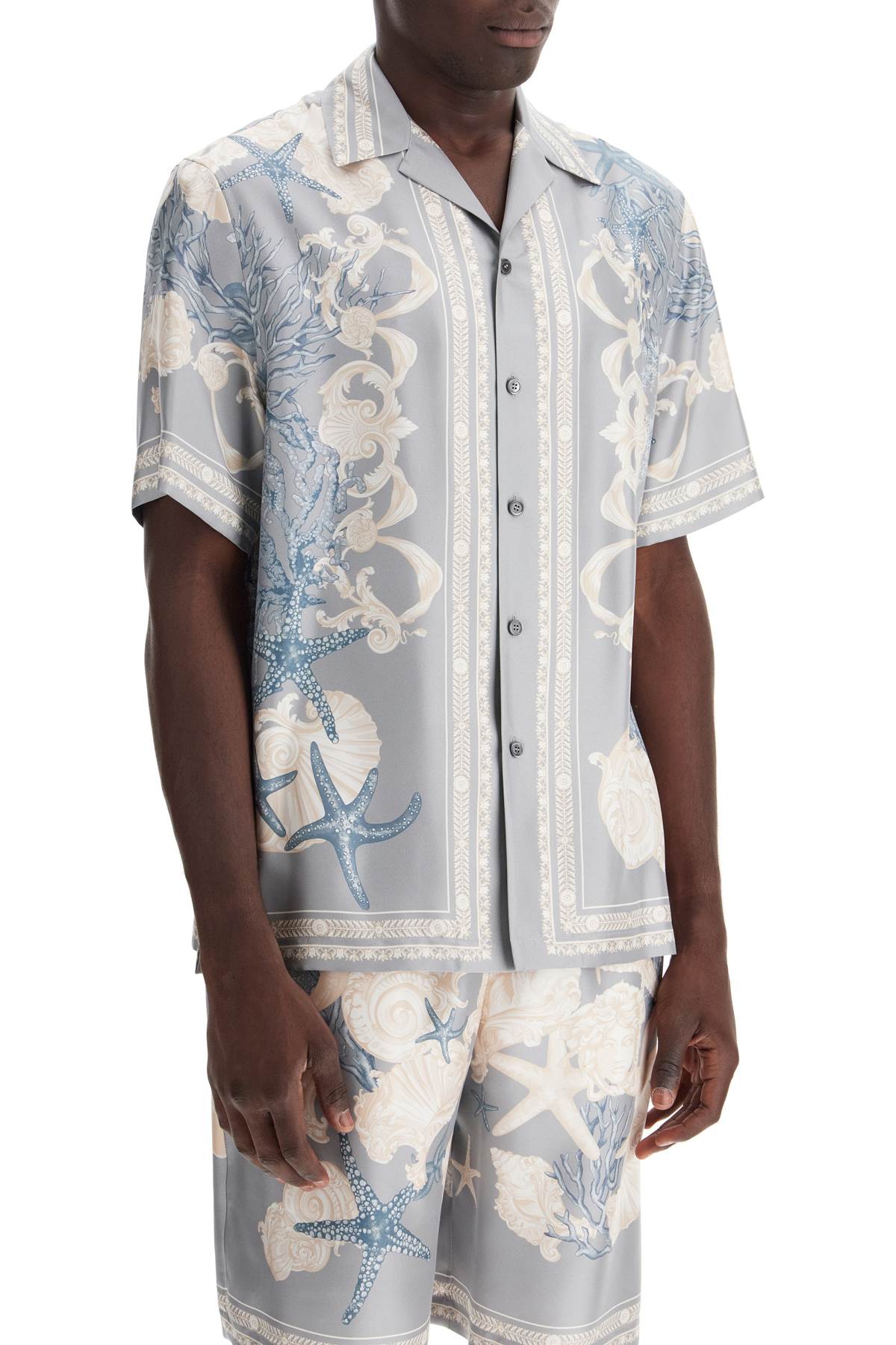 Versace baroque printed silk bowling shirt