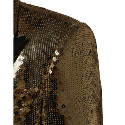 Dolce & Gabbana Gold Sequined Double Breasted Jacket Blazer