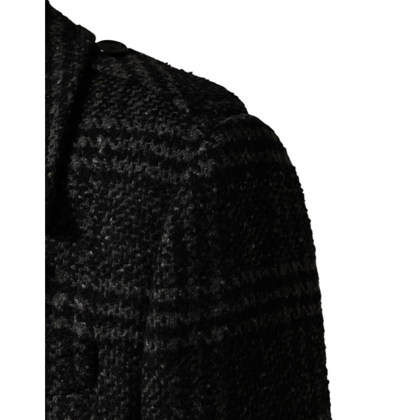 Dolce & Gabbana Grey Double Breasted Plaid Wool Coat Jacket