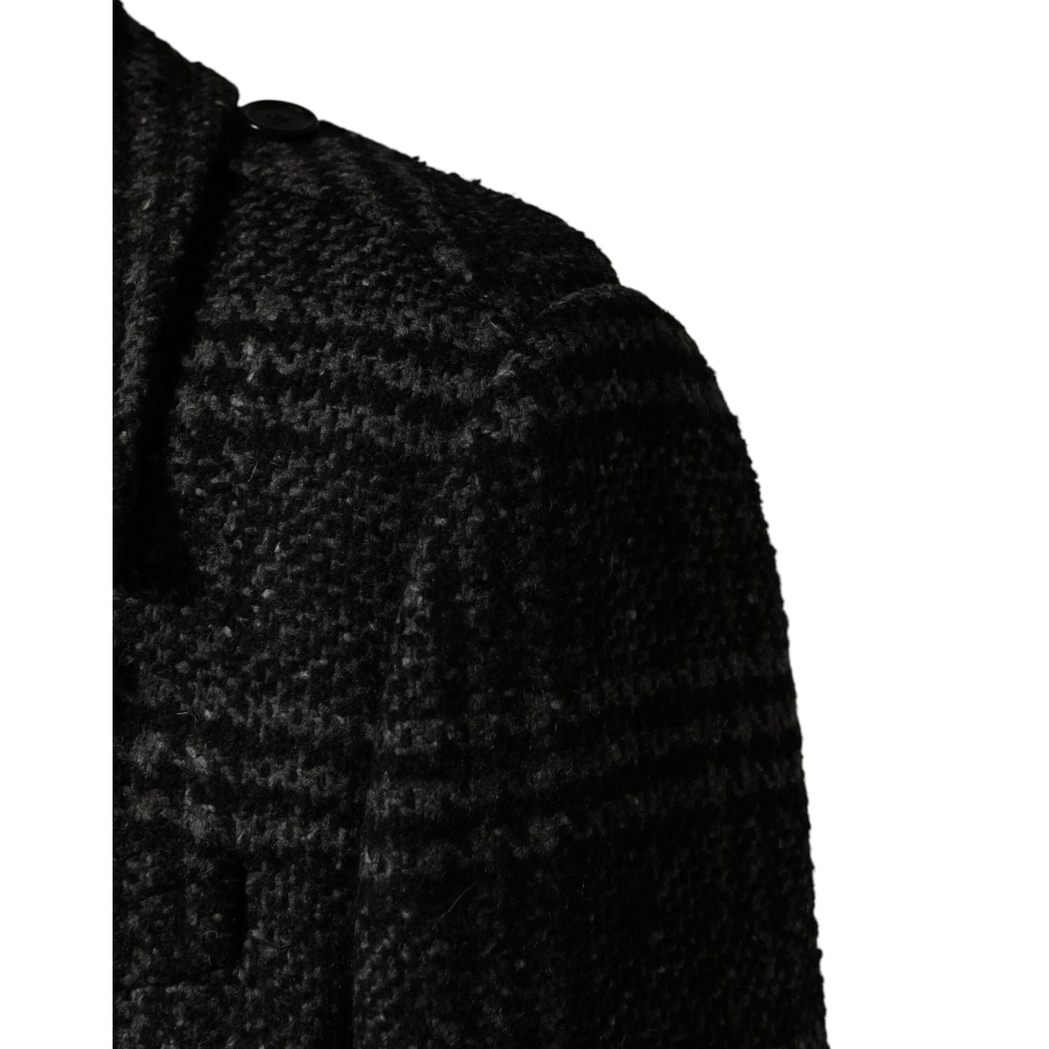 Dolce & Gabbana Grey Double Breasted Plaid Wool Coat Jacket