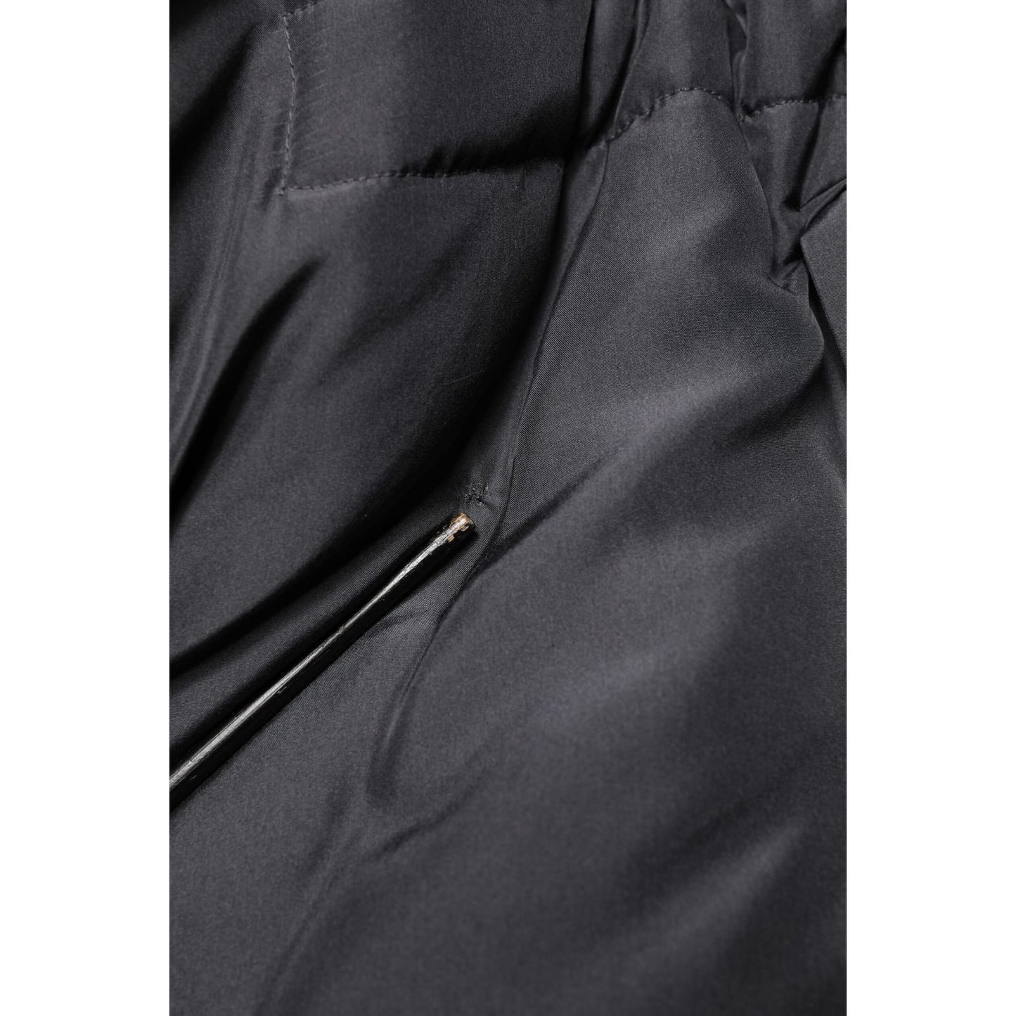 Dolce & Gabbana Black Silk Padded Parka Men Coat Jacket