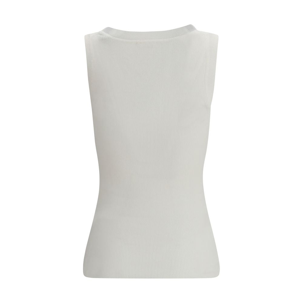 P.A.R.O.S.H. Beige Cotton Sleeveles T-Shirt