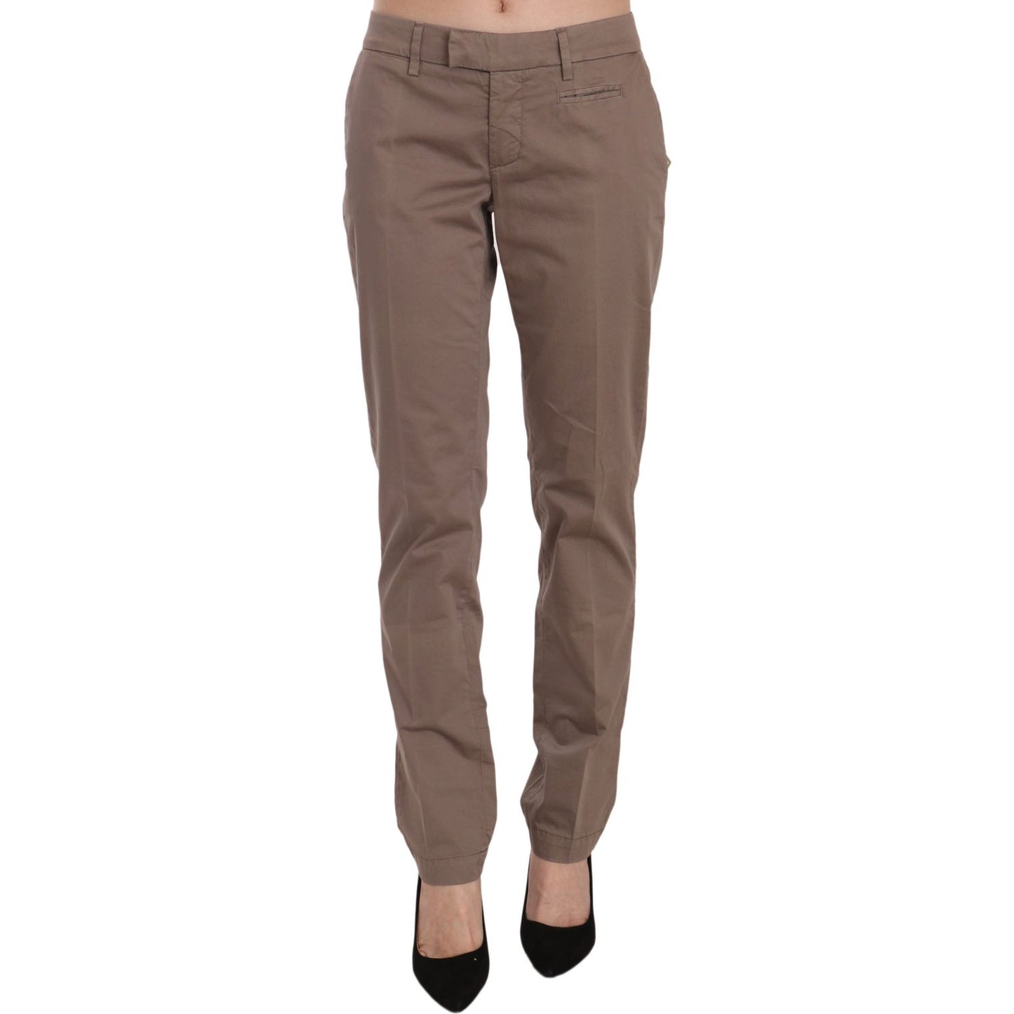 Dondup Brown Low Waist Straight Cut Trouser Pant