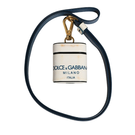 Dolce & Gabbana White Calf Leather Logo Flip Holder Strap Airpods Case 1728,67345645728,Accessories,Airpod Holders - Other Accessories - Accessories,Dolce & Gabbana,Material: 100% Calf Leather,Other Accessories - Accessories,Preowned / Defect,White,Women