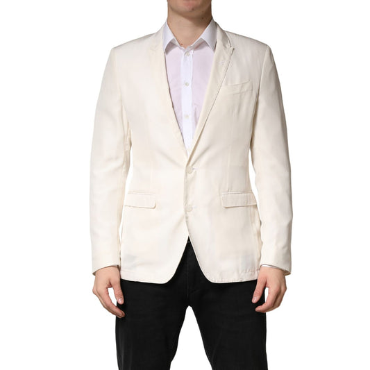 Dolce & Gabbana White Cotton Single Breasted Jacket Blazer
