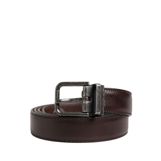 Dolce & Gabbana Men Brown Classic Leather Metal Buckle Belt