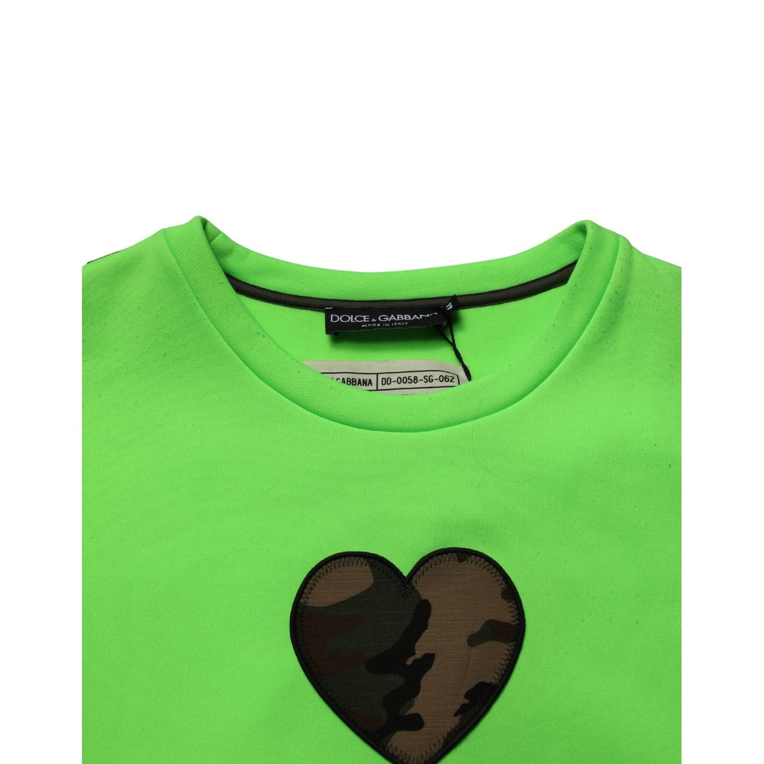 Dolce & Gabbana Green Patchwork Heart Men Sweatshirt Sweater