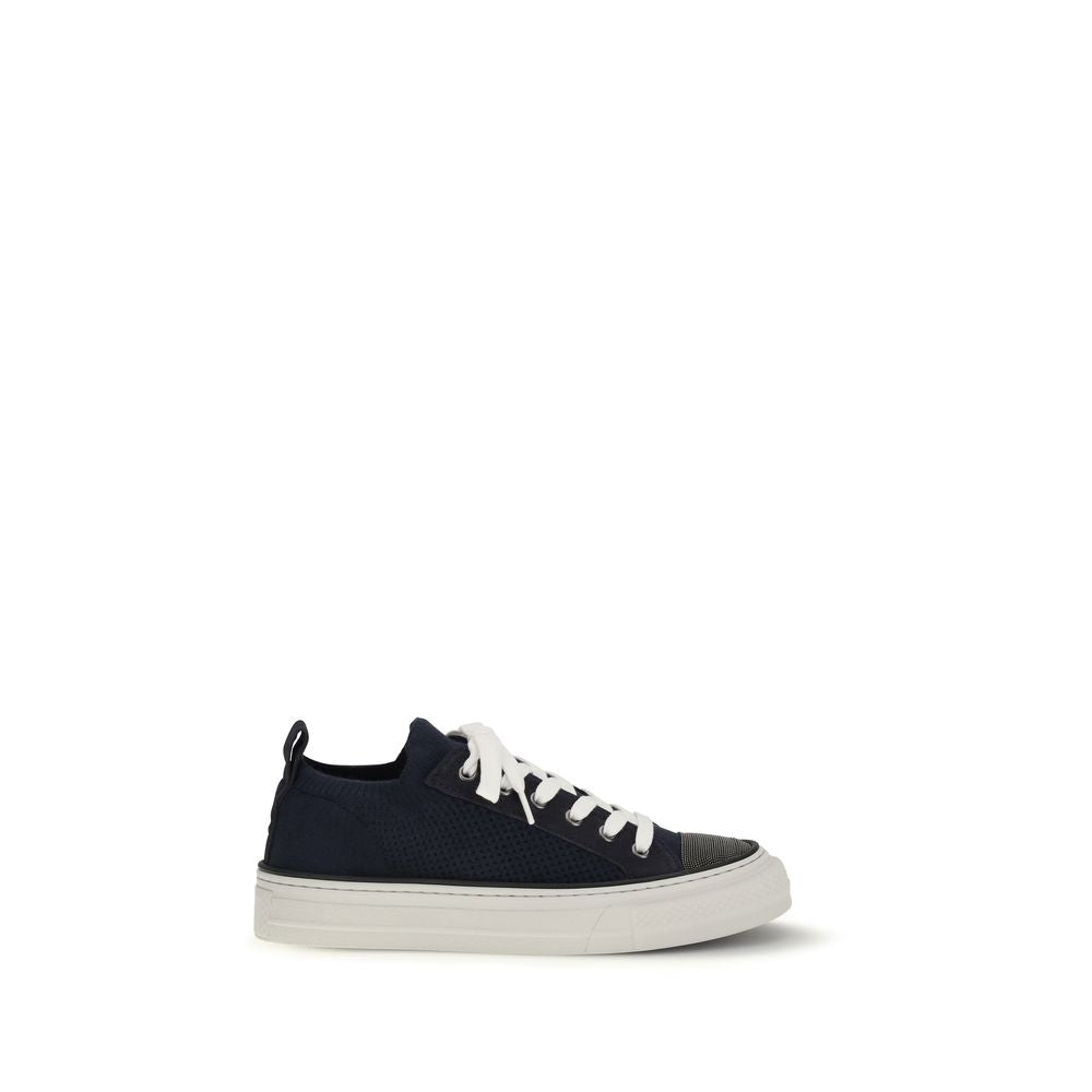 Brunello Cucinelli Blue Cotton Low Top Sneakers