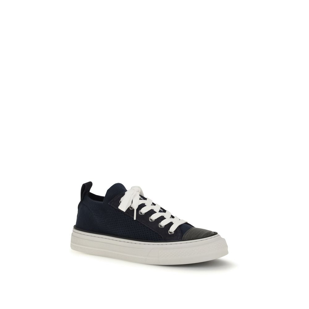 Brunello Cucinelli Blue Cotton Low Top Sneakers