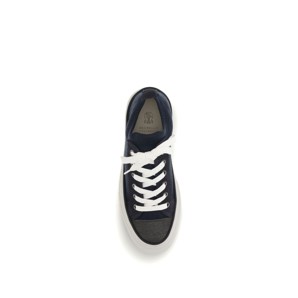 Brunello Cucinelli Blue Cotton Low Top Sneakers