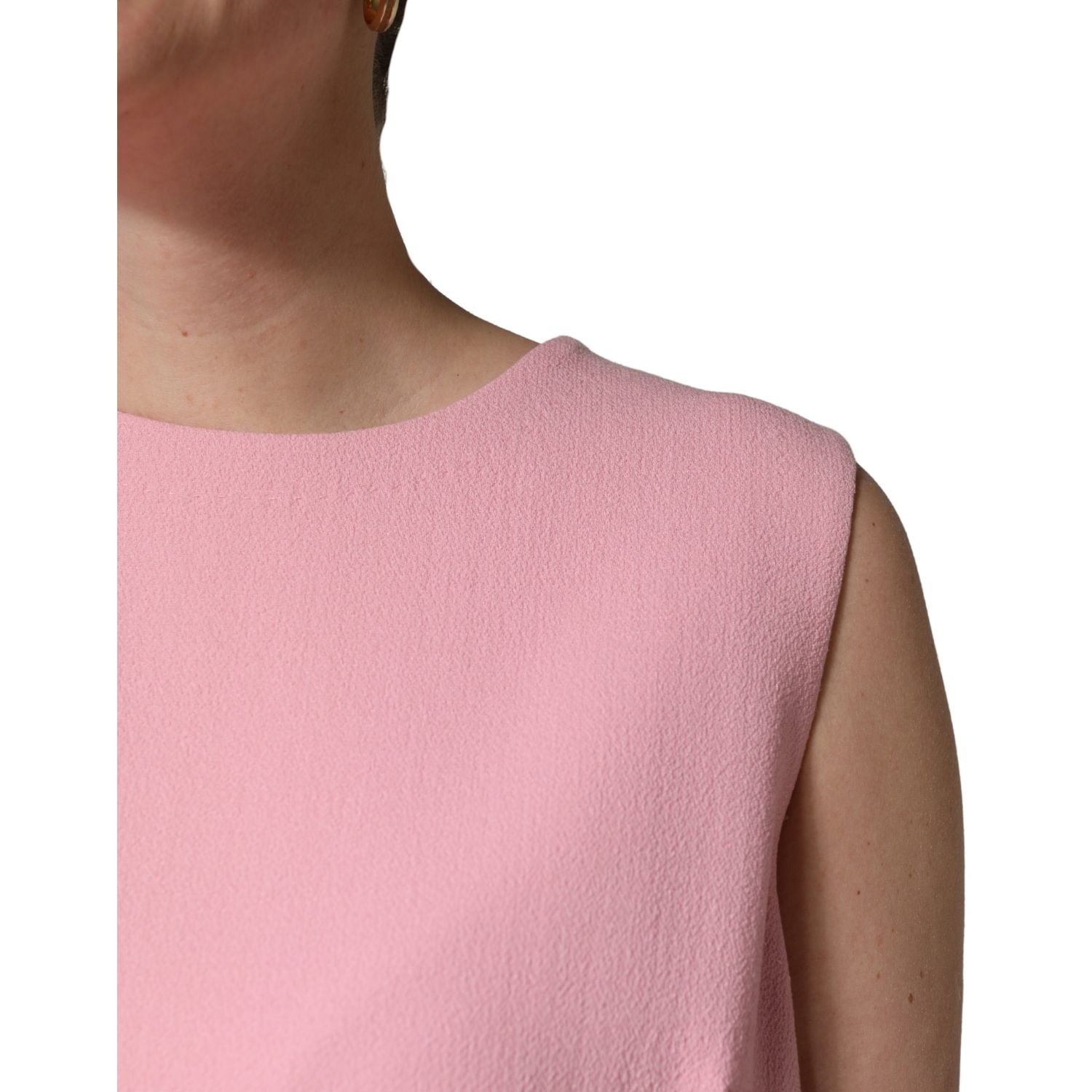 Dolce & Gabbana Pink Blue Wool Sleeveless Shift Mini  Dress