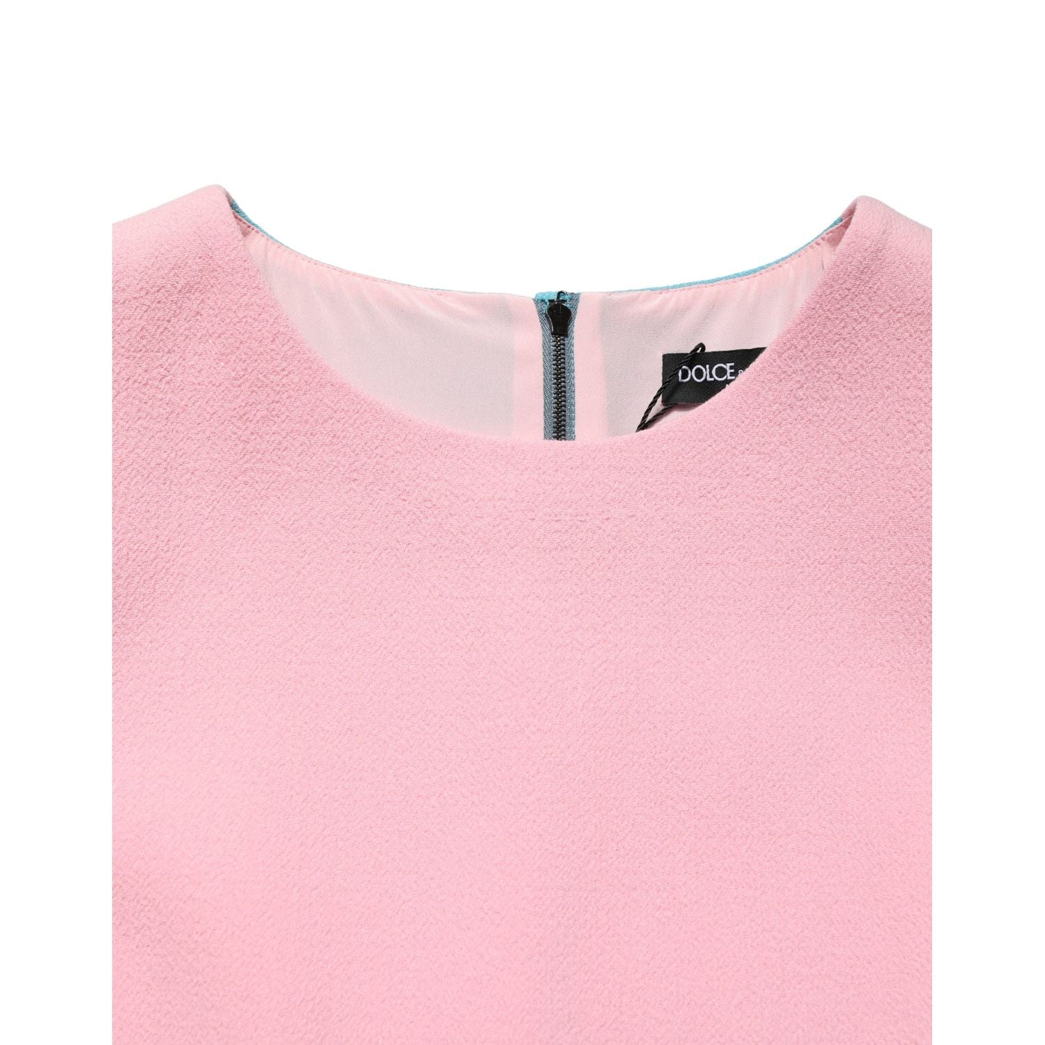 Dolce & Gabbana Pink Blue Wool Sleeveless Shift Mini  Dress