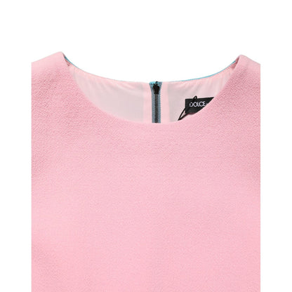 Dolce & Gabbana Pink Blue Wool Sleeveless Shift Mini Dress