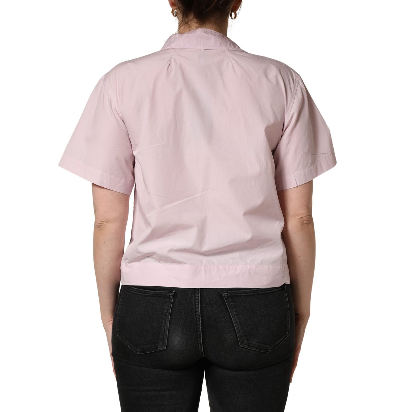 Dolce & Gabbana LightPink Cotton Collared Buttoned Blouse  Top