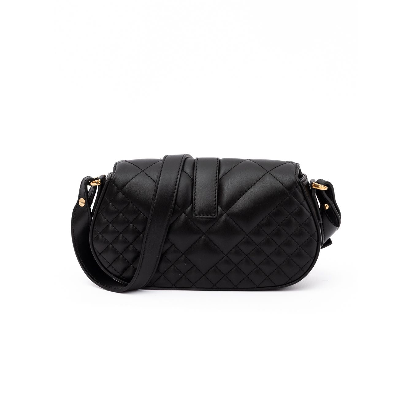 Versace Black Leather Quilted Shoulder Strap Bag