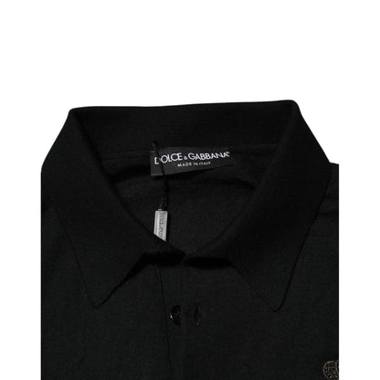 Dolce & Gabbana Black Crest Long Sleeve Men Pullover Sweater