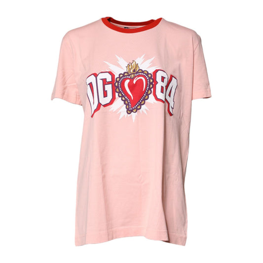 Dolce & Gabbana Pink DG 84 Sacred Heart Print Cotton T-shirt 1728,67345645728,Clothing,Dolce & Gabbana,IT36|XXS,Material: 100% Cotton,Pattern - Shirts - Clothing,Pink,Preowned / Defect,Shirts - Clothing,Shortsleeve - Shirts - Clothing,T-Shirts - Clothing,