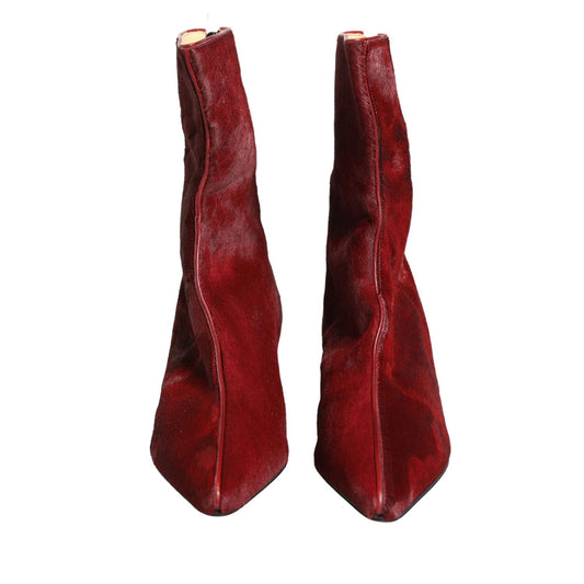 Dolce & Gabbana Burgundy Mid Calf Boots Shoes