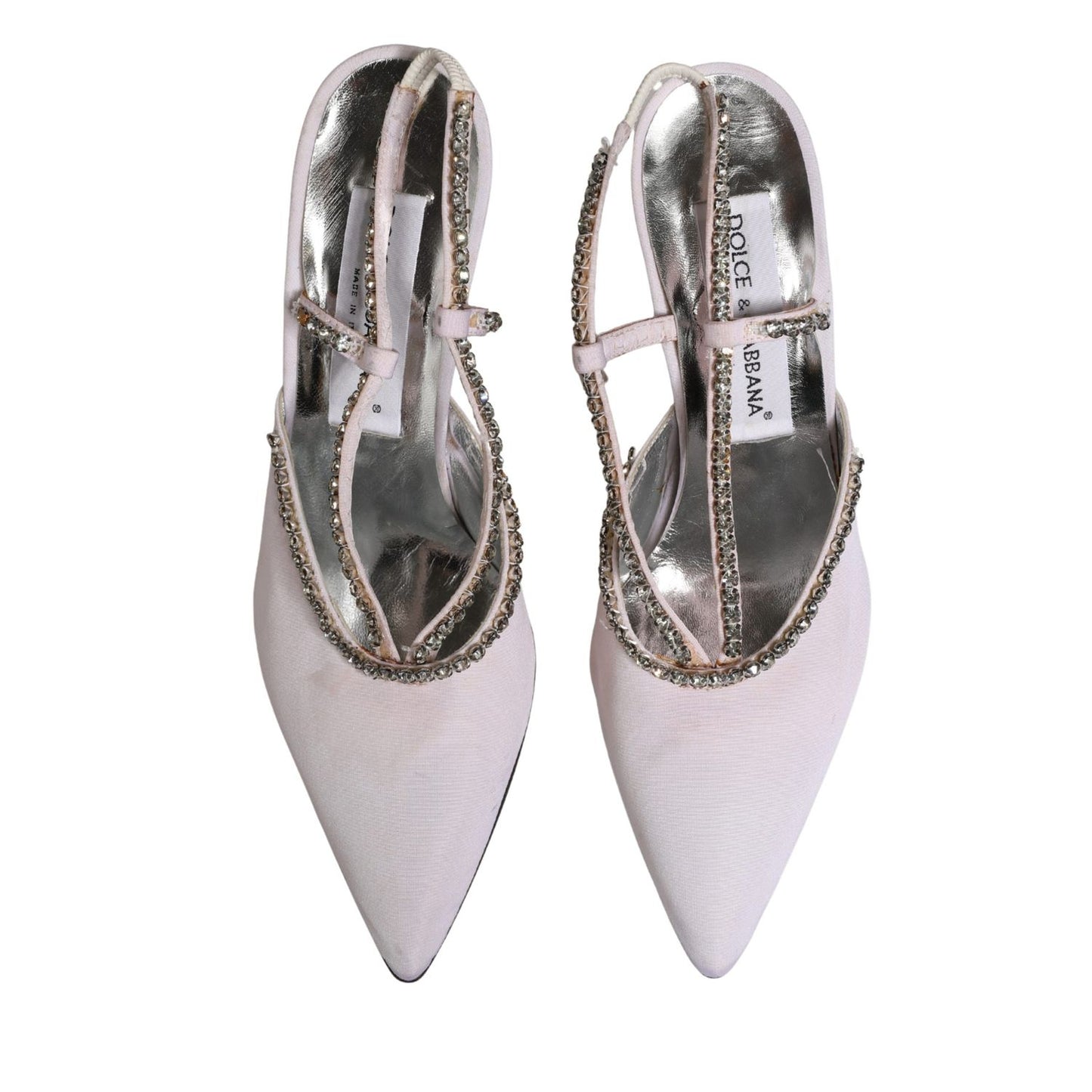 Dolce & Gabbana White Strass Crystal Slingbacks Pumps Shoes