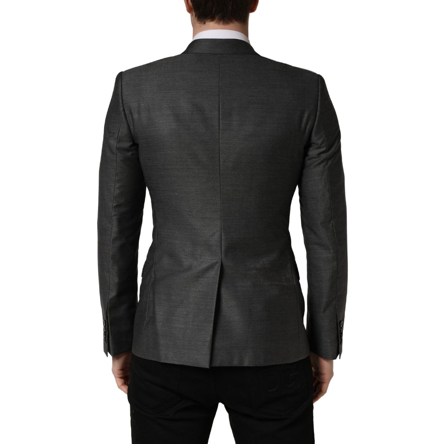 Dolce & Gabbana Dark Gray Wool Slim Fit Coat Jacket Blazer