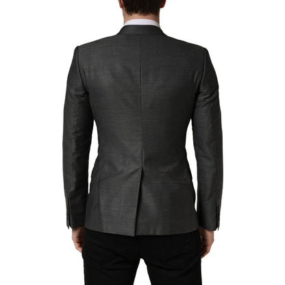 Dolce & Gabbana Dark Gray Wool Slim Fit Coat Jacket Blazer