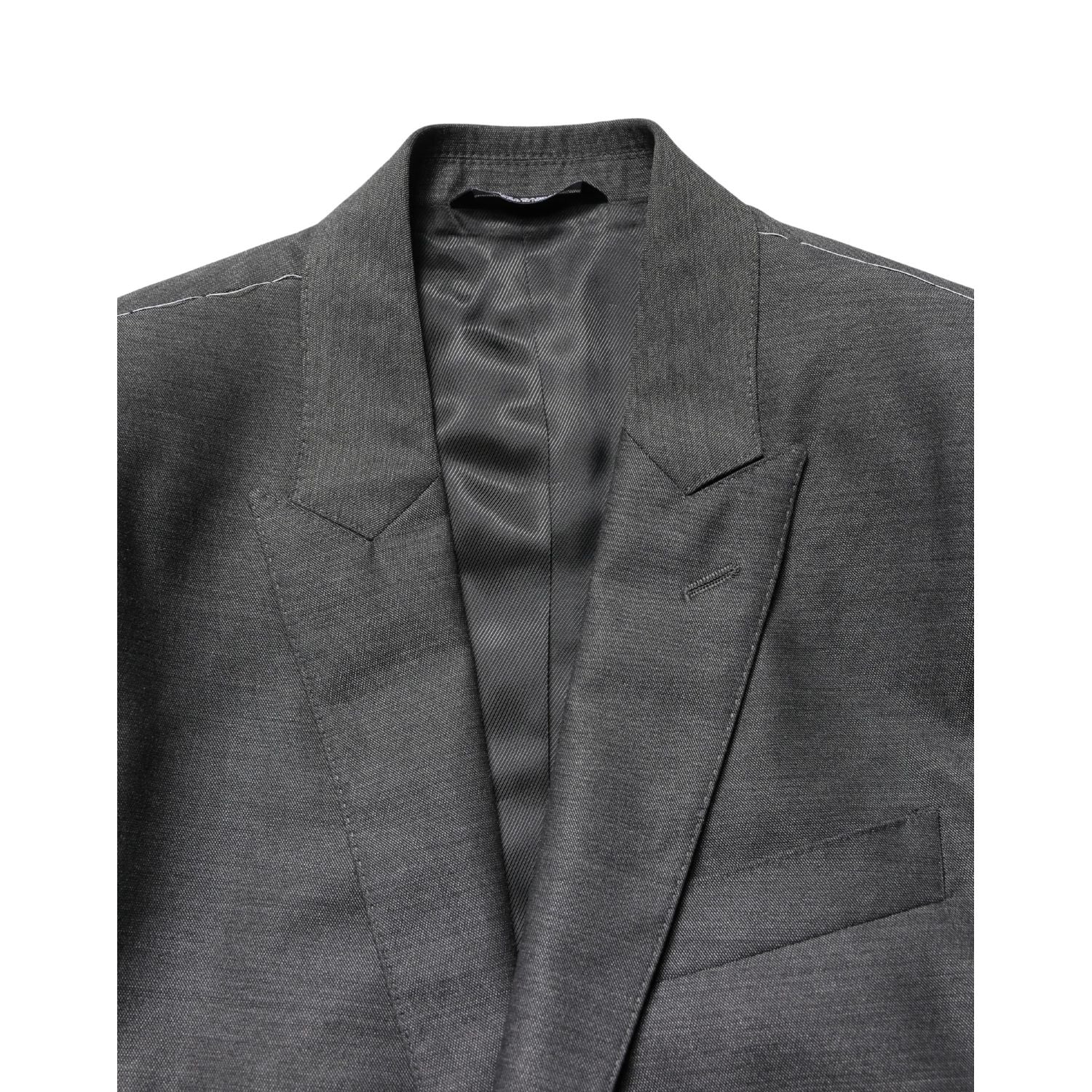 Dolce & Gabbana Dark Gray Wool Slim Fit Coat Jacket Blazer