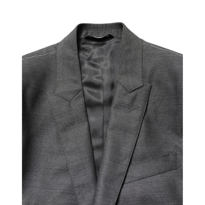 Dolce & Gabbana Dark Gray Wool Slim Fit Coat Jacket Blazer