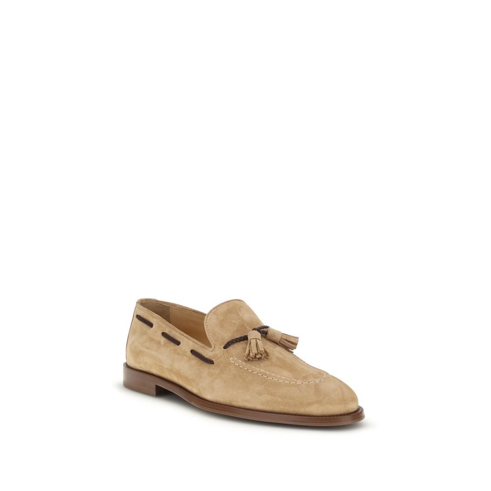 Brunello Cucinelli Brown Calf Leather Bos Taurus Slip-On Loafers