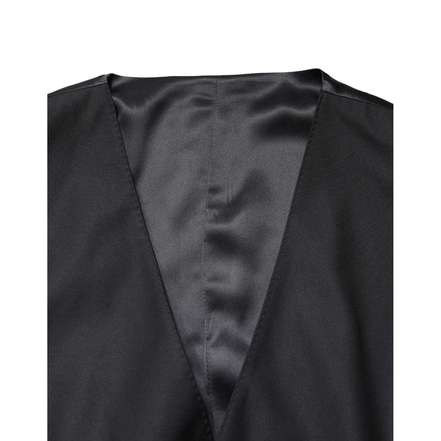 Dolce & Gabbana Black Wool Single Breasted Men Waistcoat Vest