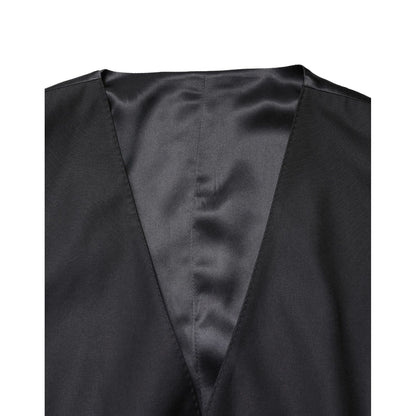 Dolce & Gabbana Black Wool Single Breasted Men Waistcoat Vest