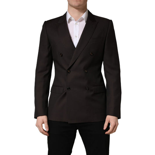 Dolce & Gabbana Dark Violet Wool Double Breasted Suit Jacket
