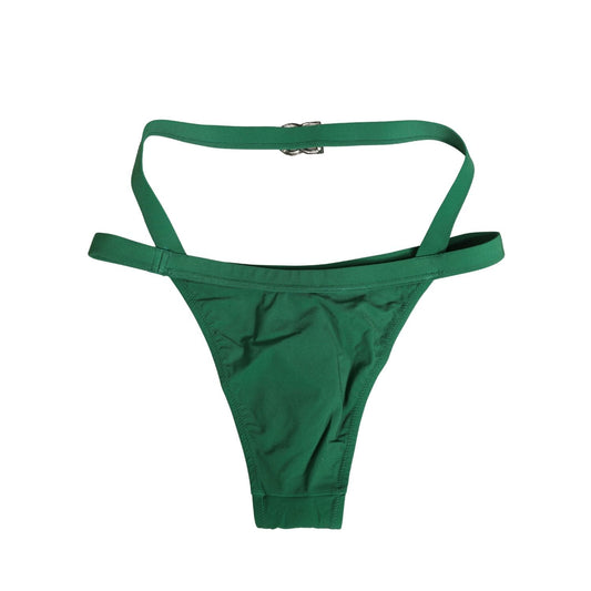 Dolce & Gabbana Green Logo Plaque Nylon Brief Panty Underwear
